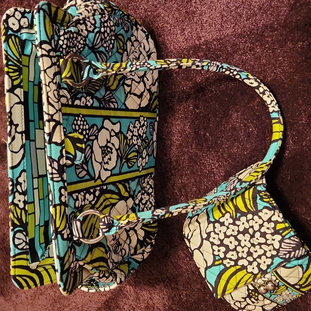 Vera Bradley, NWT, Bag & Matching Wallet, Teal, White and Green. Island Blooms.
